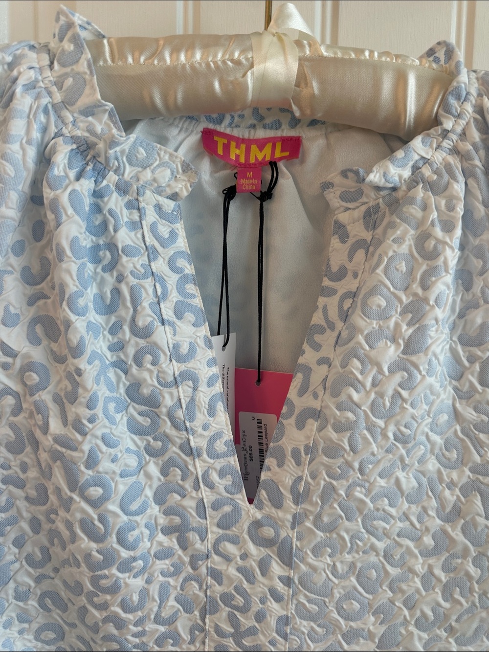 THML Pale Blue Puff Sleeve Tiered Dress - Picture 2 of 3